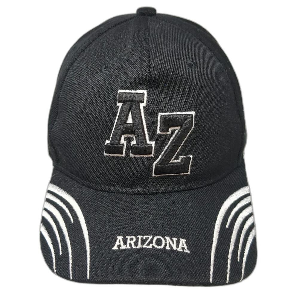 Black Baseball Cap One Size Arizona AZ Embroidered Strapback Curved Bill Hat
